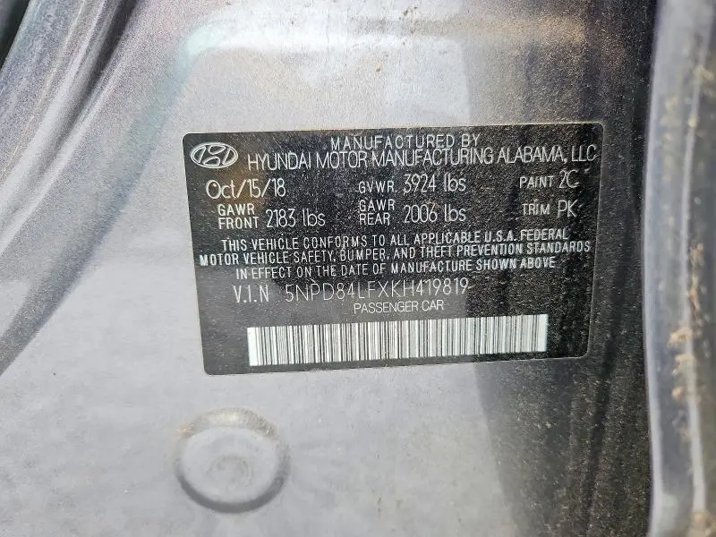 2019 HYUNDAI ELANTRA SEL  