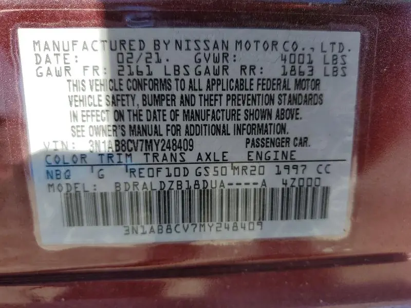 2021 NISSAN SENTRA SV  