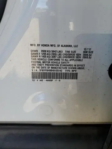 2017 HONDA PILOT TOURING  