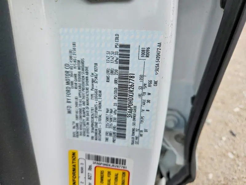 2018 FORD FUSION SE  