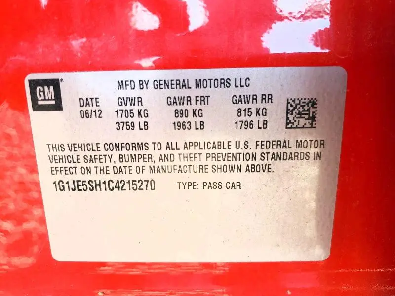 2012 CHEVROLET SONIC LTZ  