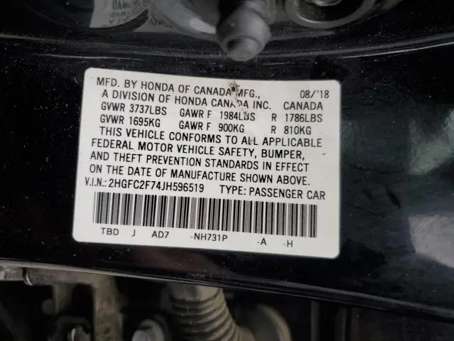 2018 HONDA CIVIC EX  