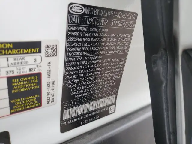 2021 LAND ROVER RANGE ROVER   