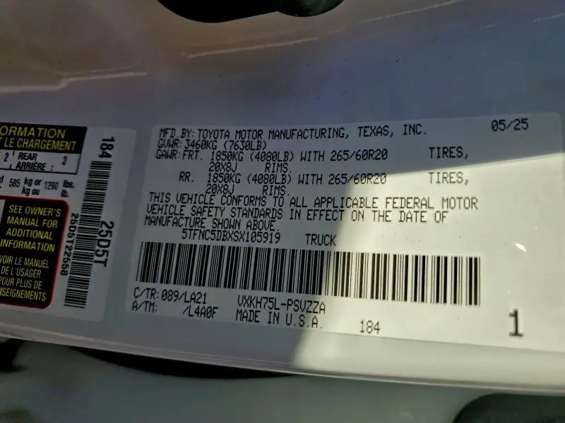 2025 TOYOTA TUNDRA CREWMAX PLATINUM  