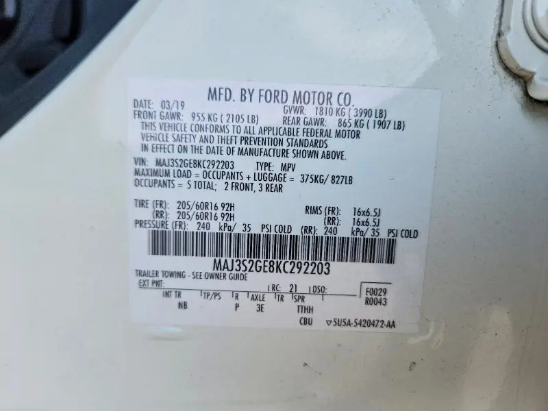 2019 FORD ECOSPORT SE  