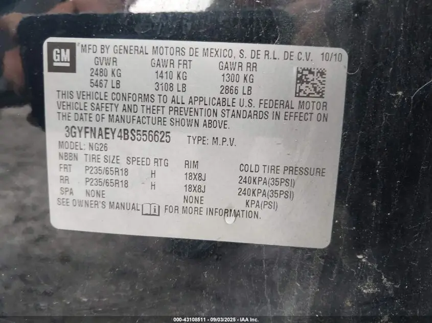 2011 CADILLAC SRX LUXURY COLLECTION