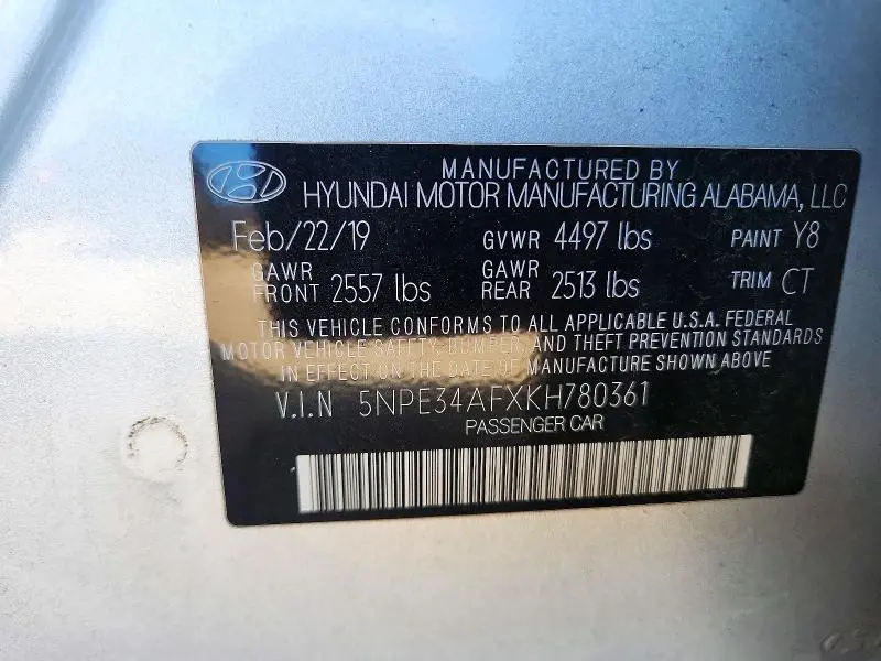 2019 HYUNDAI SONATA SPORT  