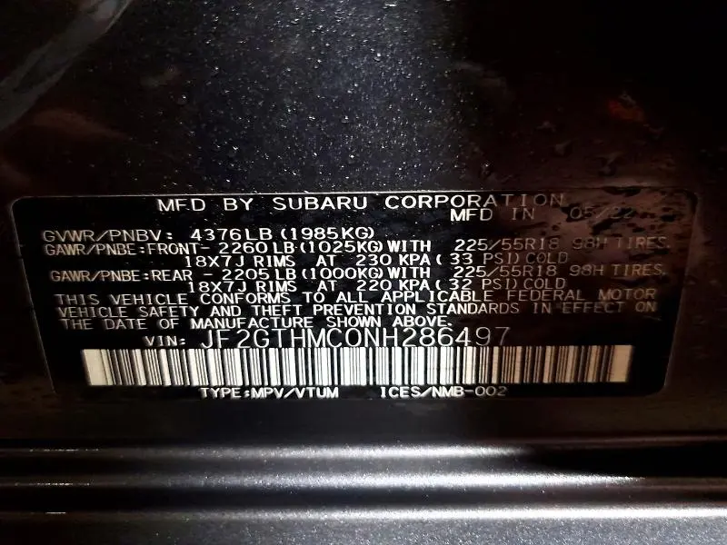 2022 SUBARU CROSSTREK LIMITED  