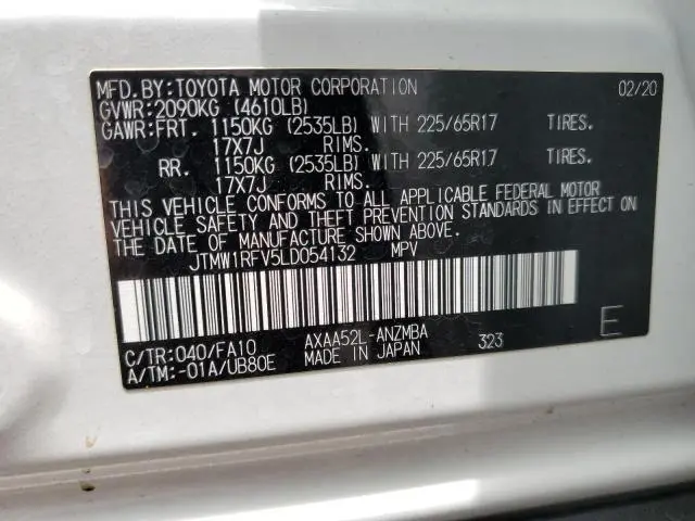 2020 TOYOTA RAV4 XLE