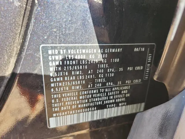 2017 VOLKSWAGEN TIGUAN S  