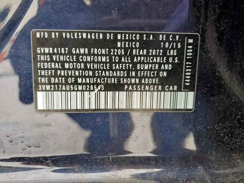 2016 VOLKSWAGEN GOLF S/SE  