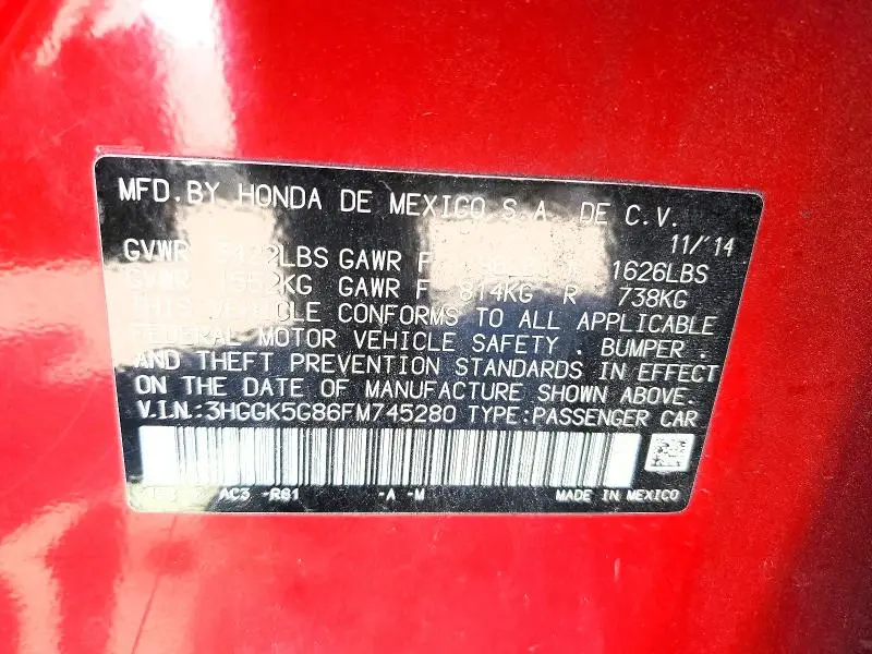 2015 HONDA FIT EX  