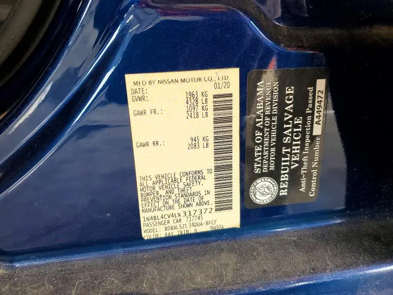 2020 NISSAN ALTIMA 2.5 SR  