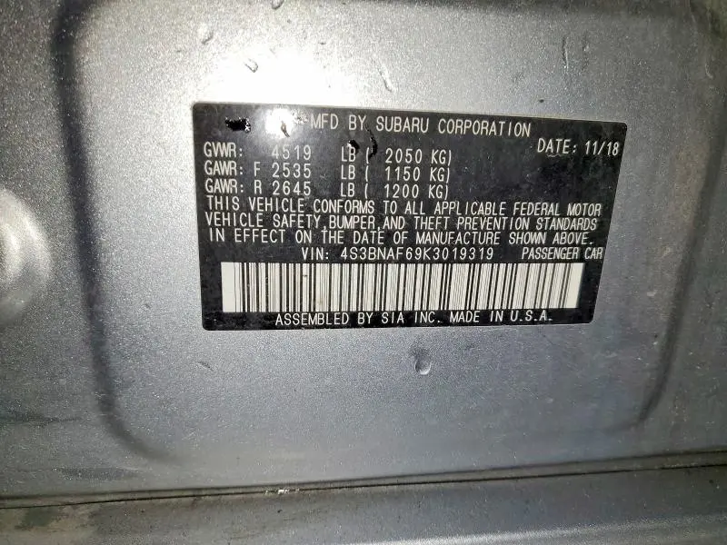 2019 SUBARU LEGACY 2.5I PREMIUM  