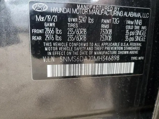 2021 HYUNDAI SANTA FE SEL  