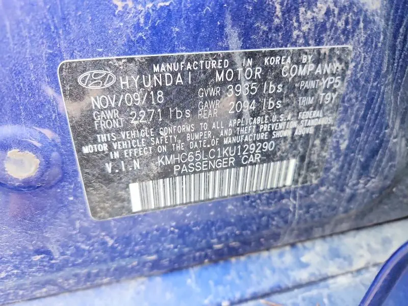 2019 HYUNDAI IONIQ BLUE  
