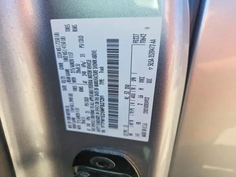 2021 FORD F150 SUPERCREW  