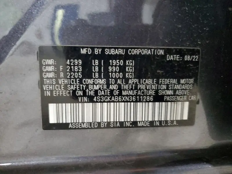 2022 SUBARU IMPREZA   