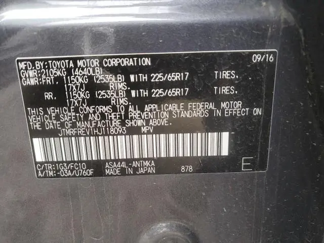 2017 TOYOTA RAV4 XLE  