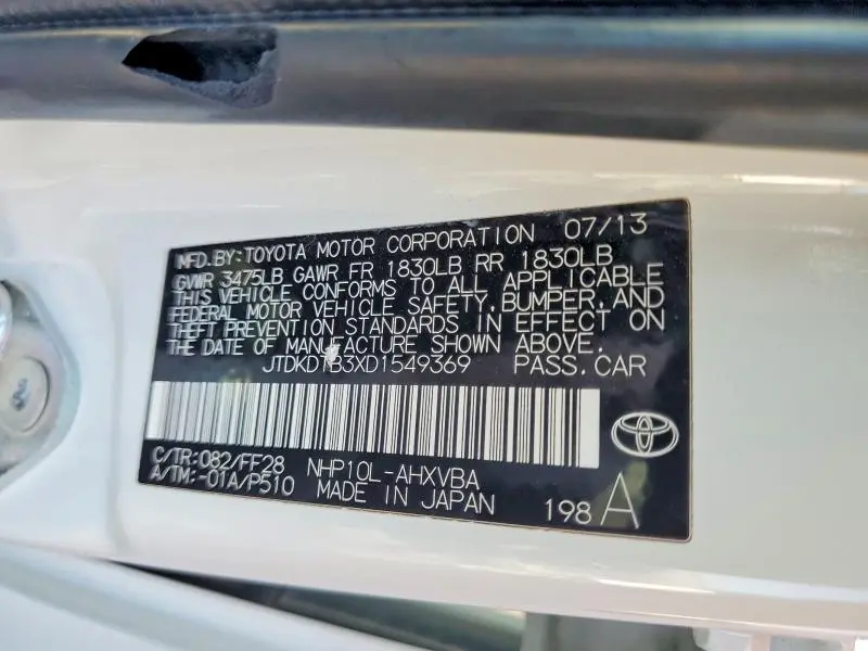 2013 TOYOTA PRIUS C TWO  