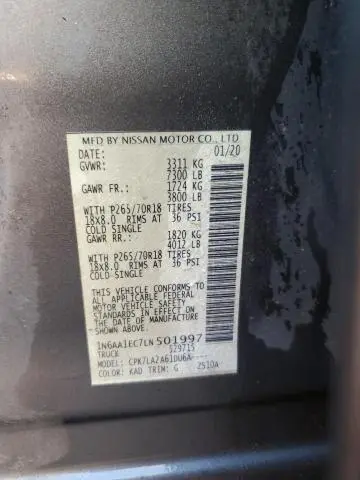 2020 NISSAN TITAN S  