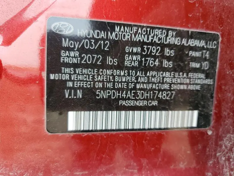 2013 HYUNDAI ELANTRA GLS  