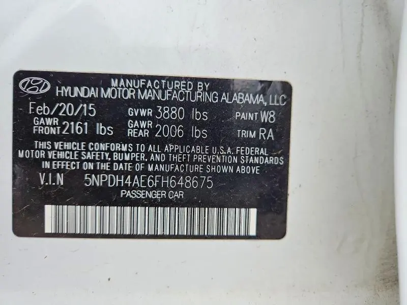 2015 HYUNDAI ELANTRA SE  