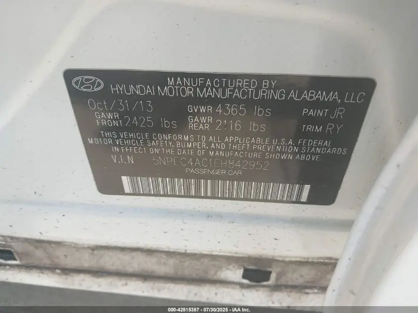 2014 HYUNDAI SONATA SE