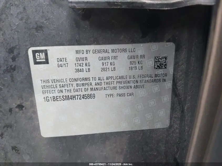 2017 CHEVROLET CRUZE LT AUTO