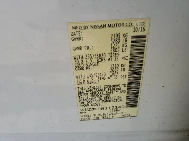 2017 NISSAN MURANO S  