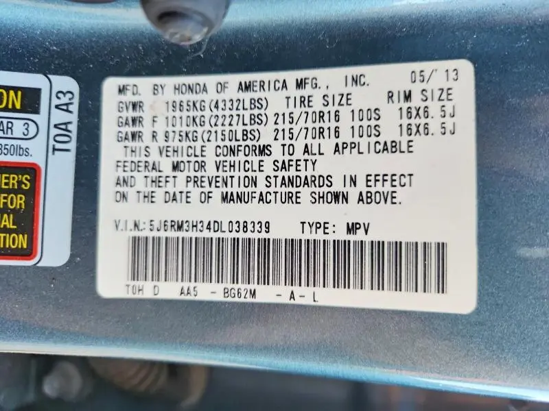 2013 HONDA CR-V LX  