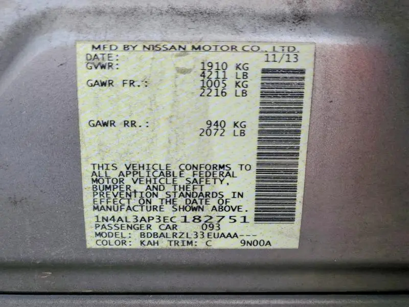 2014 NISSAN ALTIMA 2.5 S  