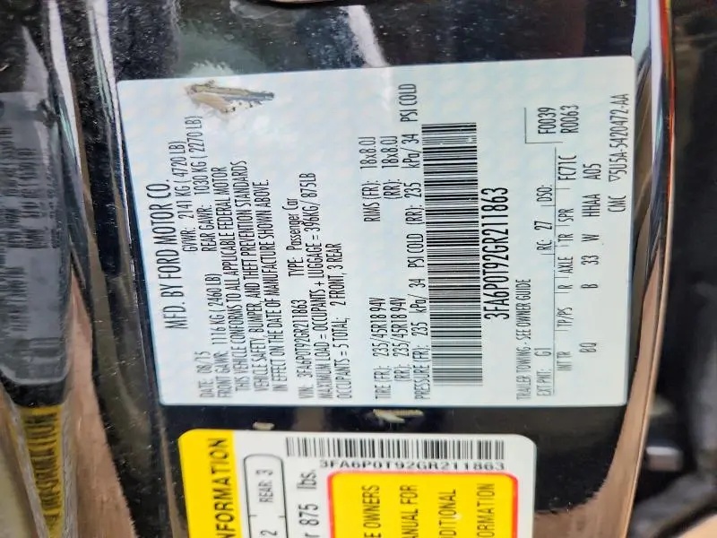 2016 FORD FUSION SE  