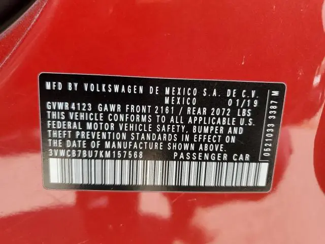 2019 VOLKSWAGEN JETTA S  