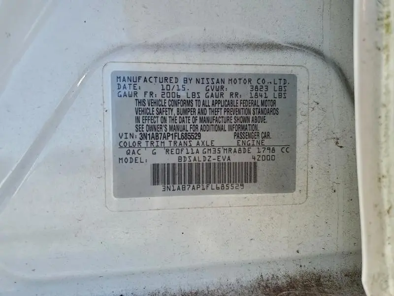 2015 NISSAN SENTRA S  