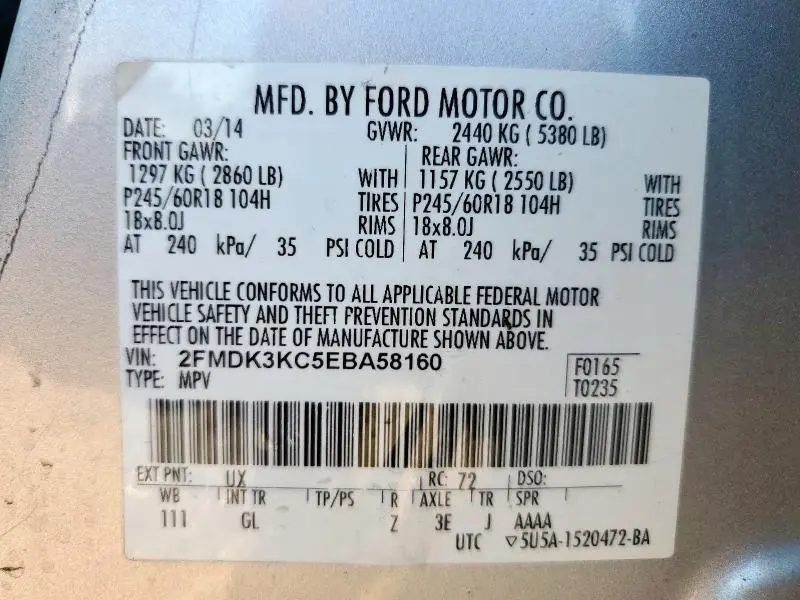 2014 FORD EDGE LIMITED  