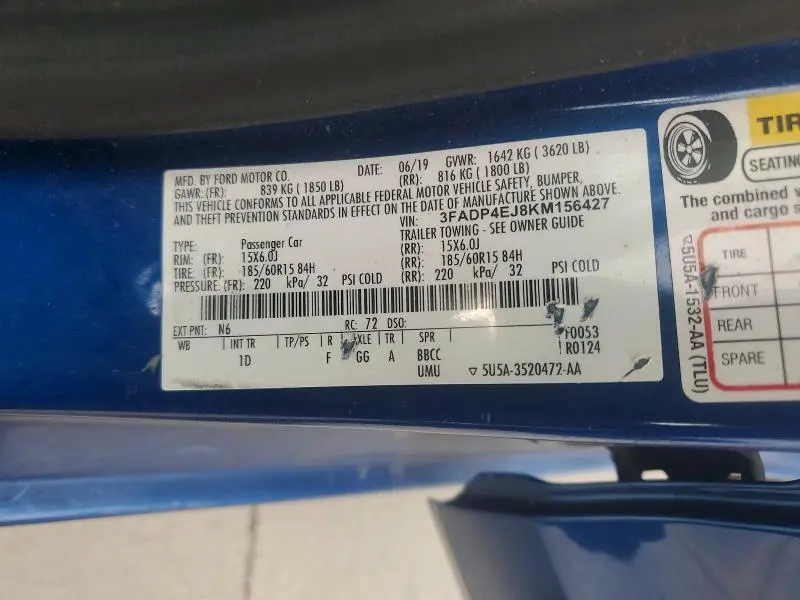 2019 FORD FIESTA SE  