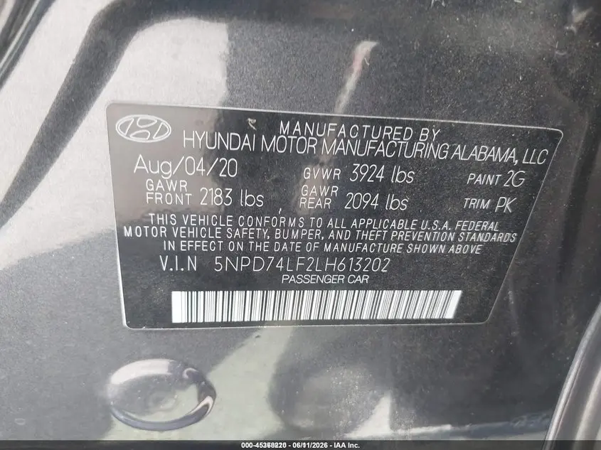 2020 HYUNDAI ELANTRA SE