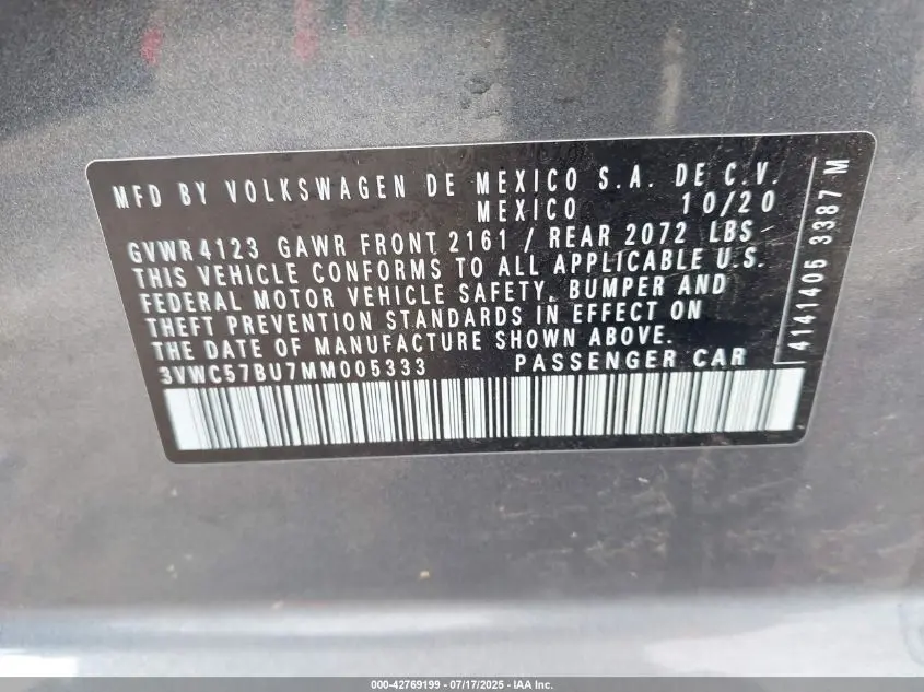 2021 VOLKSWAGEN JETTA 1.4T R-LINE/1.4T S/1.4T SE