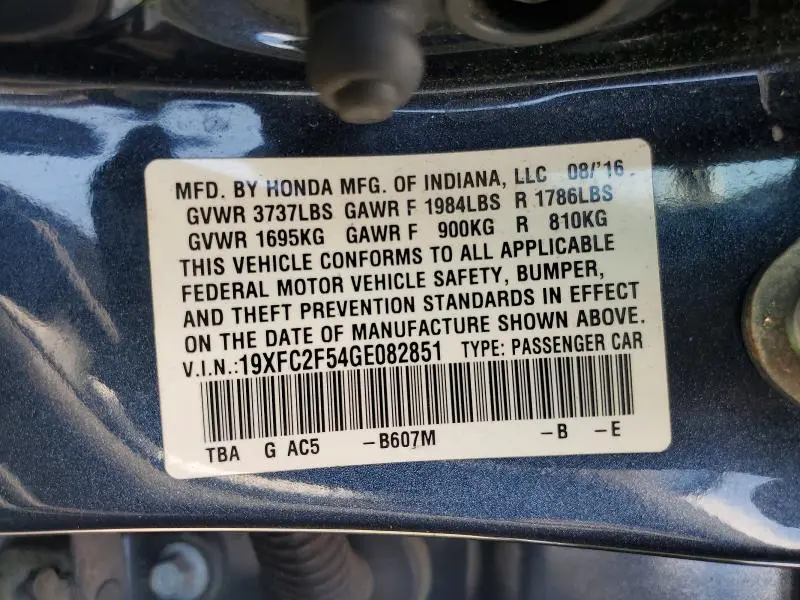 2016 HONDA CIVIC LX  