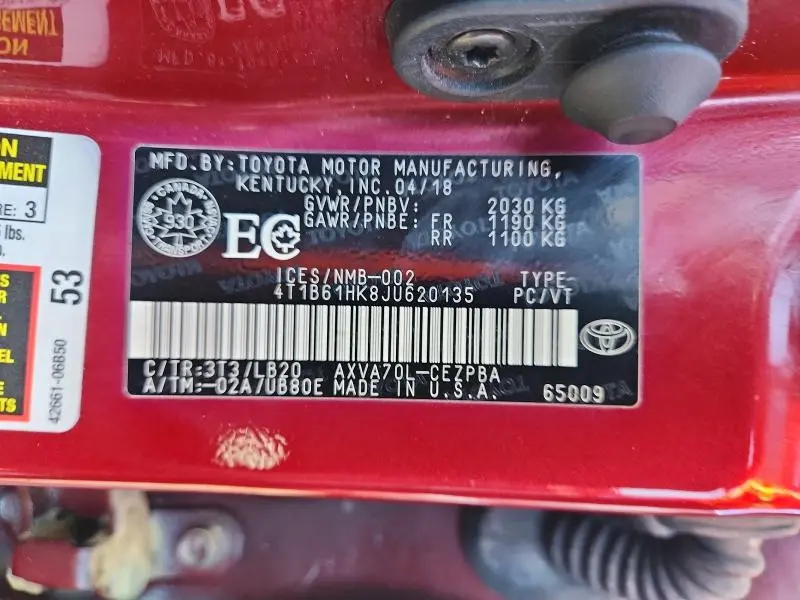 2018 TOYOTA CAMRY XSE  