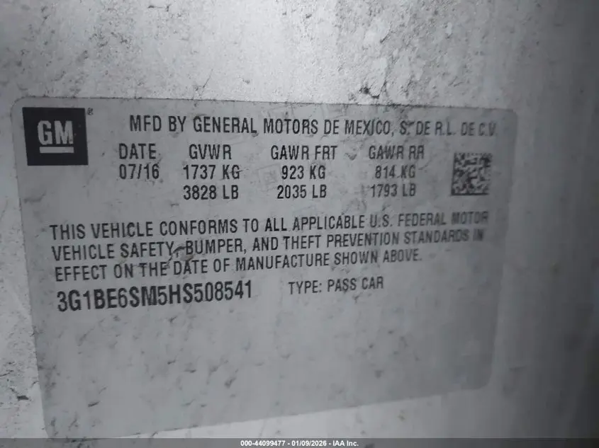 2017 CHEVROLET CRUZE LT AUTO