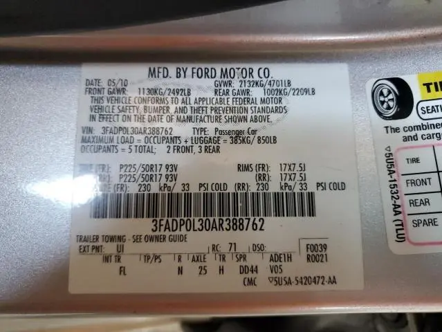 2010 FORD FUSION HYBRID  