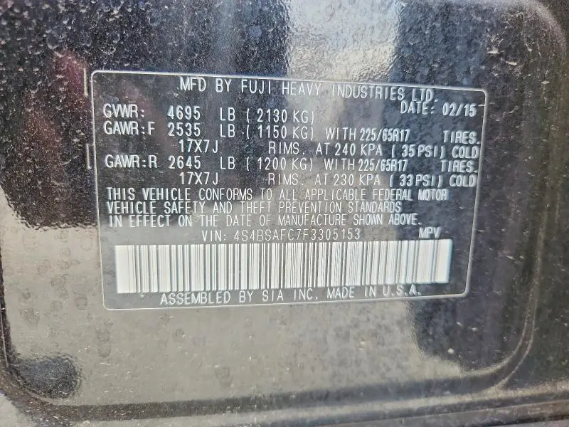 2015 SUBARU OUTBACK 2.5I PREMIUM  
