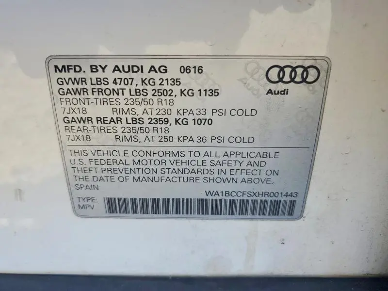 2017 AUDI Q3 PREMIUM  