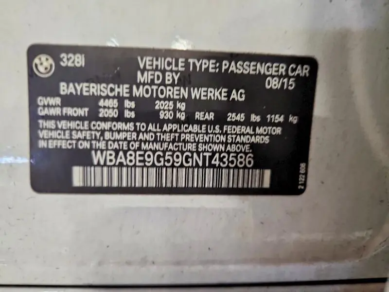 2016 BMW 328 I SULEV  