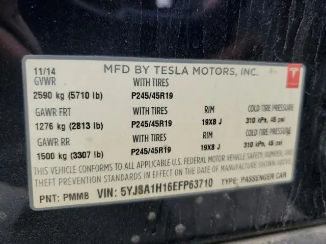 2014 TESLA MODEL S   