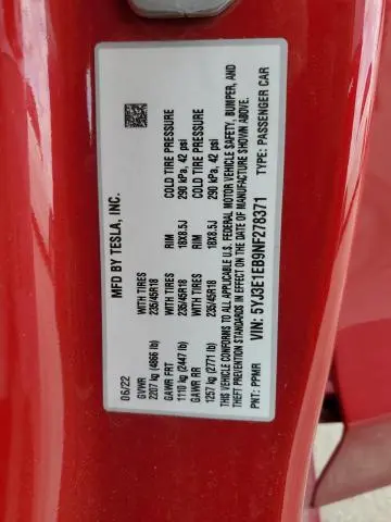 2022 TESLA MODEL 3 