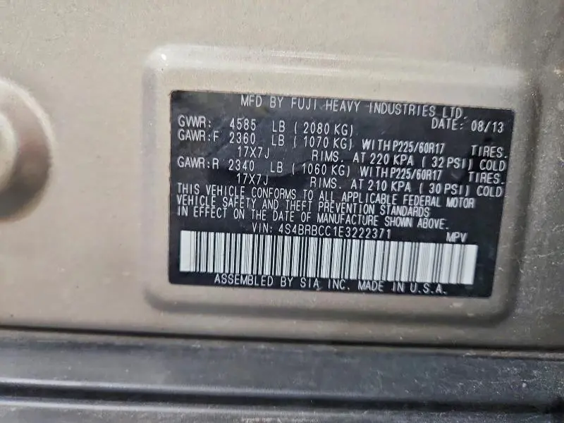 2014 SUBARU OUTBACK 2.5I PREMIUM  