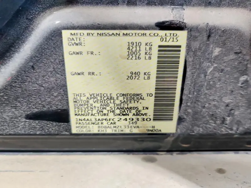 2015 NISSAN ALTIMA 2.5 SV  